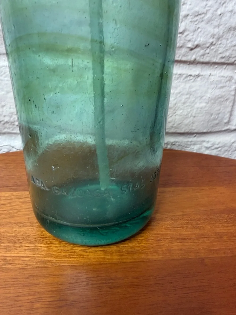 Vintage Glass Seltzer Bottle Farmhouse Decor Green
